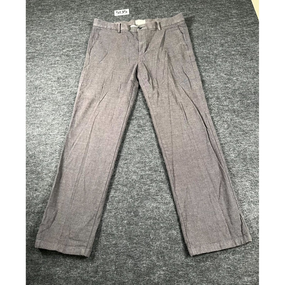 Dockers Chino Pants Mens 36x32 Gray Herringbone Slim Fit Stretch Flat Front
